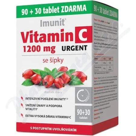 Imunit Vitamine C 1200 mg URGENT met rozenbottels 1×90+30 tbl, voedingssupplement