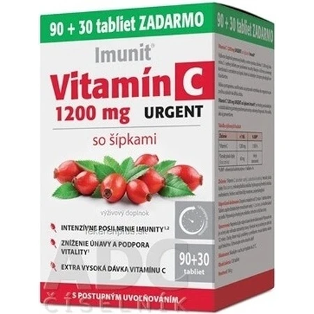 Imunit Vitamine C 1200 mg URGENT met rozenbottels 1×90+30 tbl, voedingssupplement