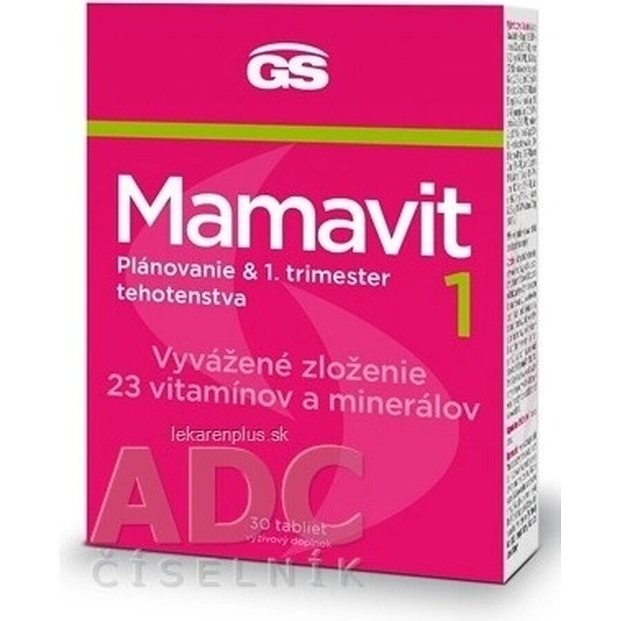 GS Mamavit 1 Planificare și primul trimestru 30 comprimate 1×30 tbl, supliment alimentar