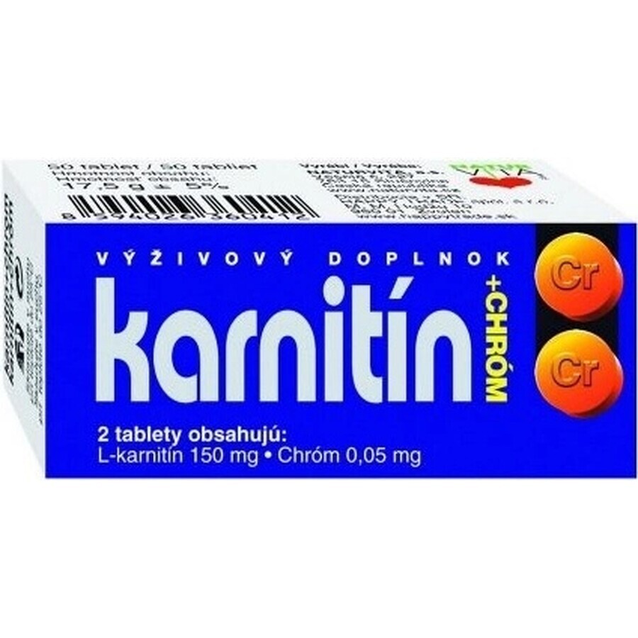 NATURVITA CARNITINE + CROM 1×50 tbl, carnitină + crom