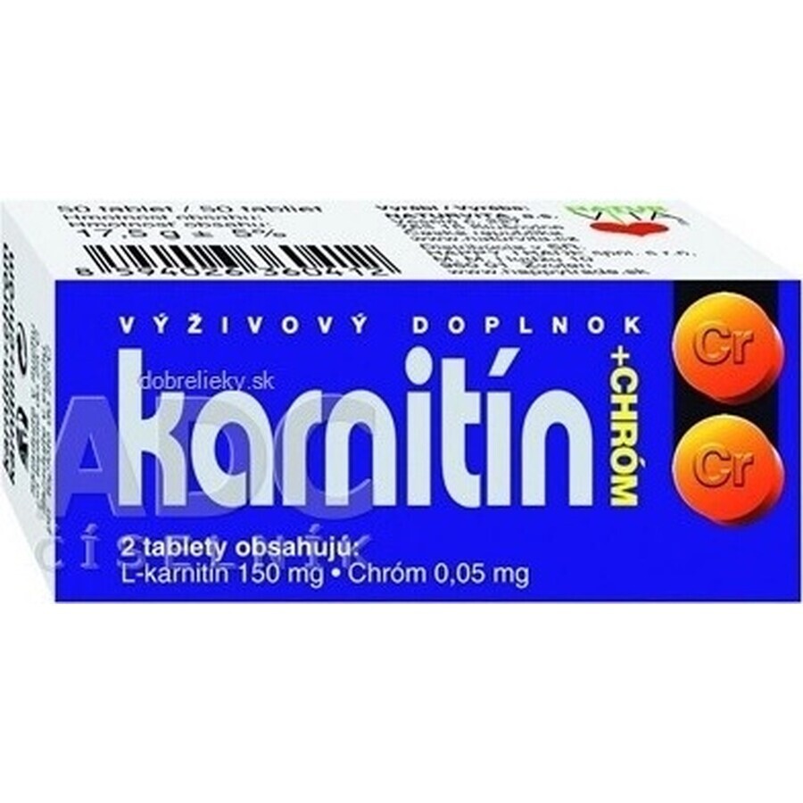 NATURVITA CARNITINE + CROM 1×50 tbl, carnitină + crom