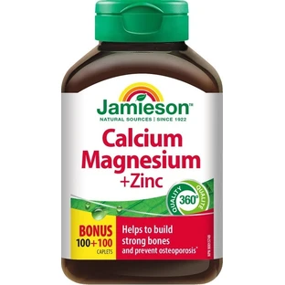 JAMIESON CALCIUM, MAGNESIUM AVEC ZINC 1×200 tbl, calcium + magnésium + zinc