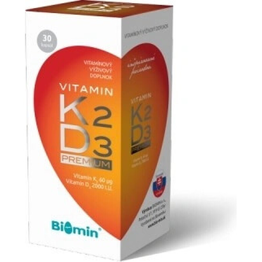 Biomin VITAMINA K2 D3 PREMIUM 2000 U.I. 1x30 cps, supliment alimentar