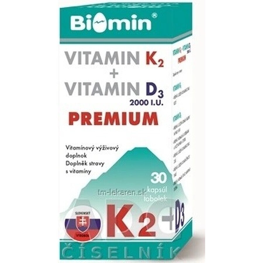 Biomin VITAMINA K2 D3 PREMIUM 2000 U.I. 1x30 cps, supliment alimentar
