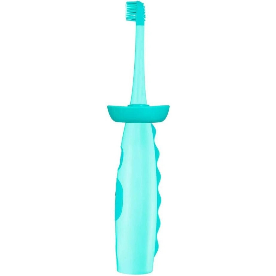 VITAMMY DINO Brosse à dents sonique en forme de dinosaure, turquoise, à partir de 6 ans + 1×1 pcs, brosse à dents sonique