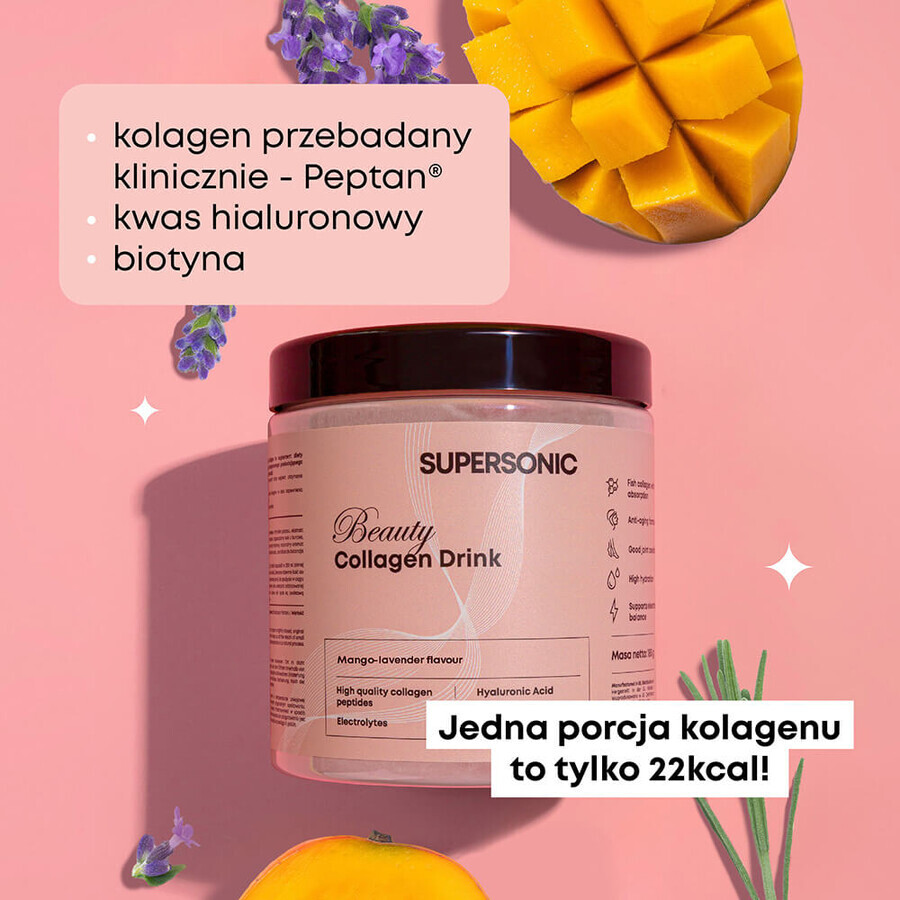 Supersonic Beauty Collagen Drink, mango flavor, 185 g