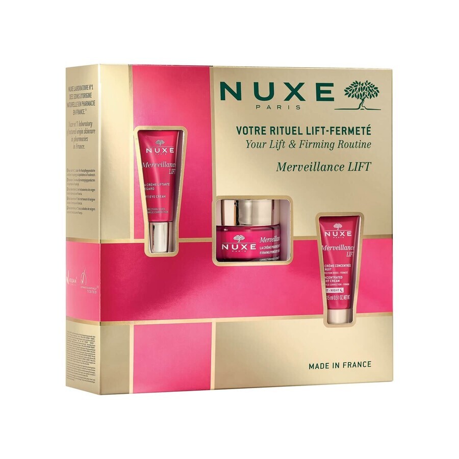 Set Nuxe Merveillance Lift, cremă de zi pentru lifting, 50 ml + cremă de ochi pentru lifting, 15 ml + cremă de noapte pentru lifting, 15 ml