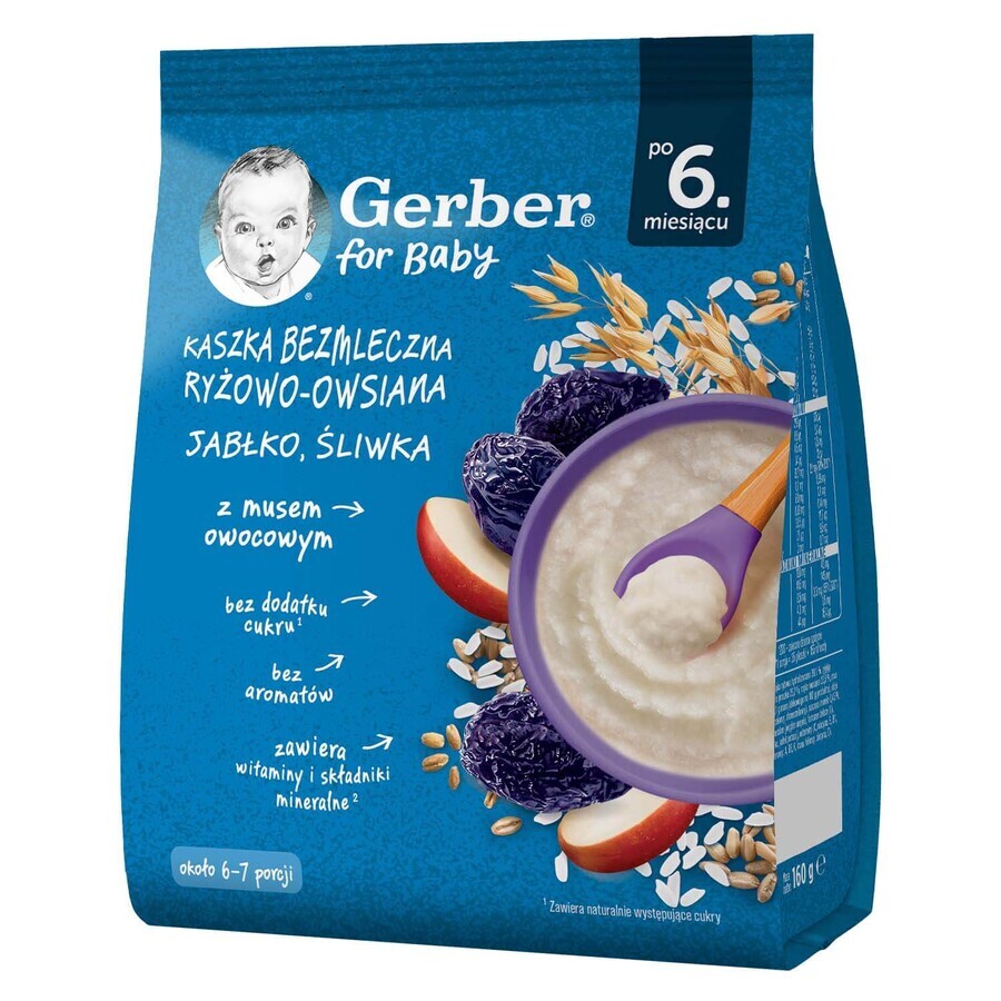 Gerber rice porridge with oats, apples, prunes, no milk, no added sugar, after 6 months, 160 g