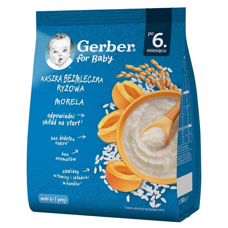 Gerber Cereali con riso, albicocche, senza latte, senza zuccheri aggiunti, dopo 6 mesi, 160 g