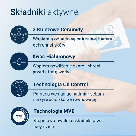 CeraVe Oil Control, gel-crème hydratant, peau mixte et grasse, 52 ml