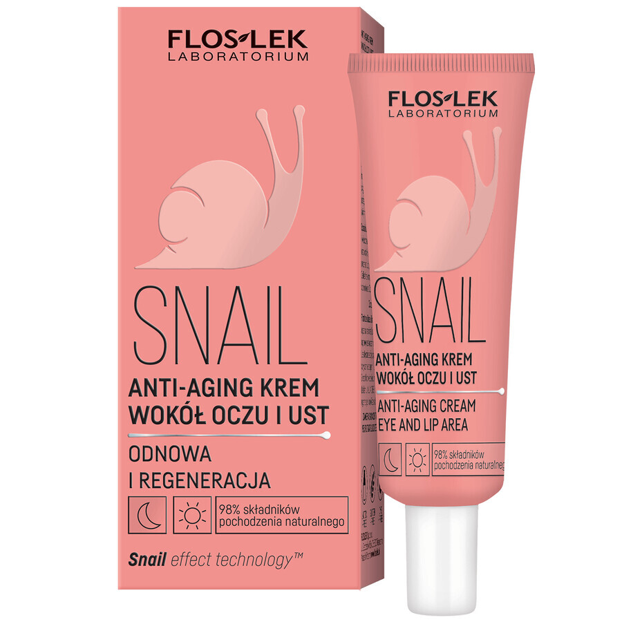 Floslek Laboratorium Snail, crème anti-âge pour les yeux et les lèvres, 30 ml