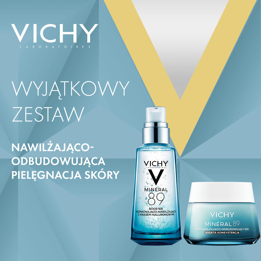 Set Vichy Mineral 89, booster de întărire și hidratare cu acid hialuronic, 50 ml + cremă hidratantă și revitalizantă bogată, 100h, 50 ml