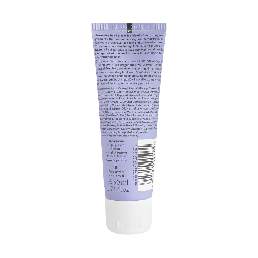 Hagi Na Crème pour les mains à la prune avec des lipides naturels, réparatrice, peaux très sèches, 50 ml