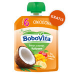 BoboVita pap manna set, 3 vruchten, melkvrij, na 6 maanden, 3 x 180 g + mousse in tube, banaan met mango en kokos, 2 x 80 g vrij BoboVita pap manna set, 3 vruchten, melkvrij, na 6 maanden, 3 x 180 g + mousse in tube, banaan met mango en kokos, 2 x 80 g vrij