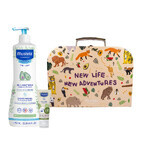 Mustela Bebe Enfant set, gentle cleansing gel for body and head, from birth, 750 ml + replacement cream, 75 ml + box, 1 piece free of charge