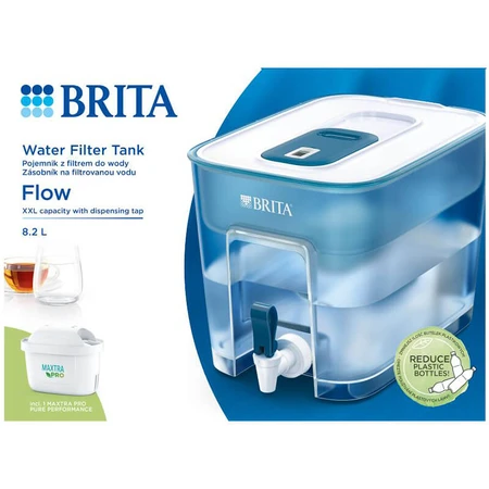 Brita Flow, 8,2 l Filterspender mit Wasserhahn, blau + Maxtra Pro Pure Performance Filter, 1 Stück