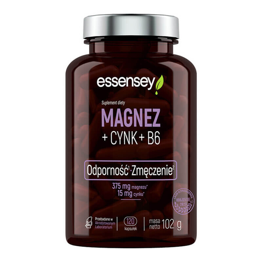 Essensey Magnesium + Zinc + B6, 120 capsules