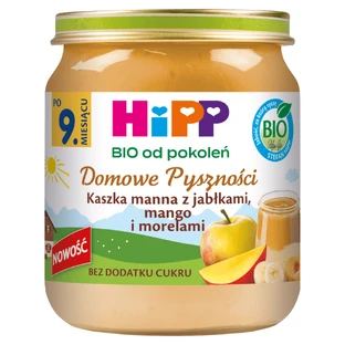 HiPP Homemade Deliciousness Bio, gachas de sémola con manzanas, mango y albaricoques, después de 9 meses, 200 g