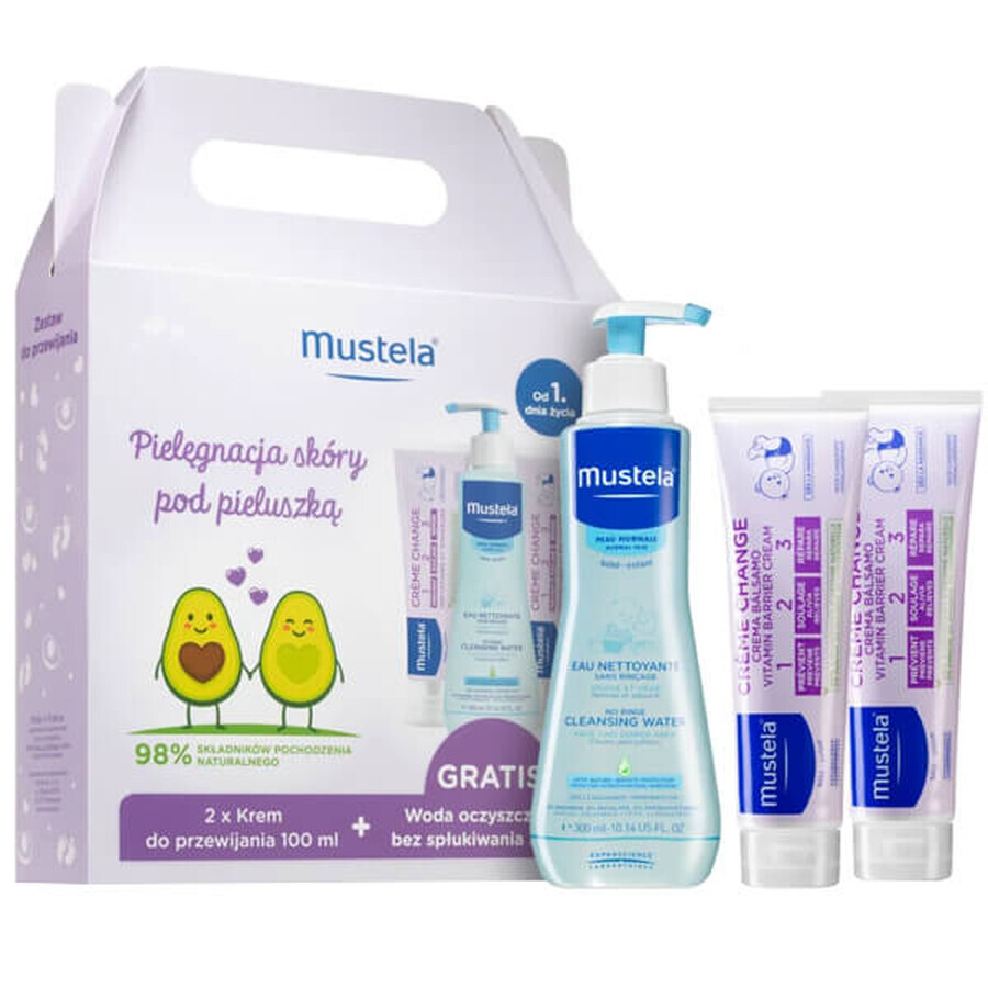 Set de change Mustela, crème, 2 x 100 ml + eau nettoyante, 300 ml, dès le premier jour