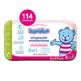 Bambino, toallitas emolientes 3en1, paquete de dos, 2 x 57 unidades