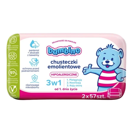 Bambino, Weichspültücher 3in1, Zweierpackung, 2 x 57 Stück