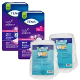 Tena Lady Set, urological sanitary towels, Normal Night, 2 x 10 pcs + ProSkin Pants Normal Absorbent Panties, size M and L, 2 samples