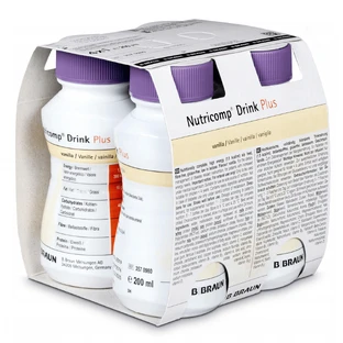 Nutricomp Drink Plus, bebida nutricional, sabor vainilla, 4 x 200 ml