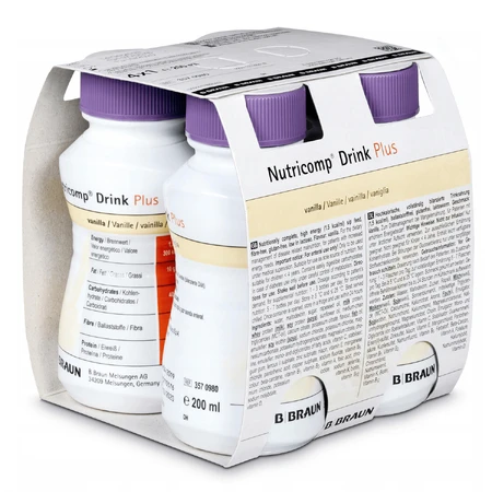Nutricomp Drink Plus, bebida nutricional, sabor vainilla, 4 x 200 ml