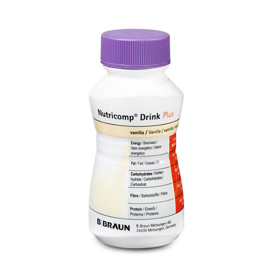 Nutricomp Drink Plus, Nährstoffgetränk, Vanillegeschmack, 4 x 200 ml