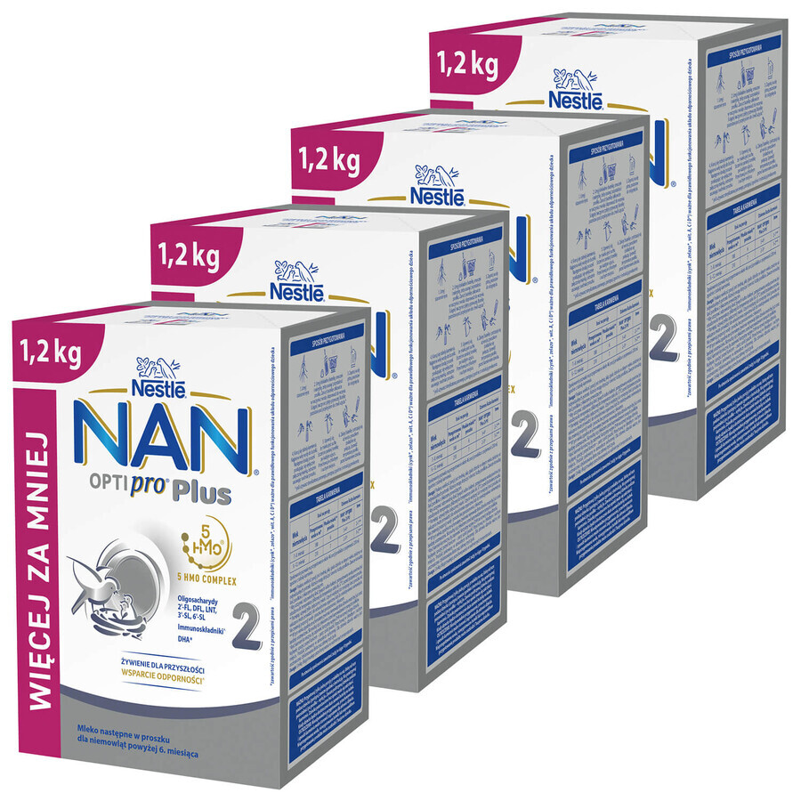 Nestle NAN Optipro Plus 2 5HMO, follow-on milk for infants over 6 months, 4 x 1.2 kg