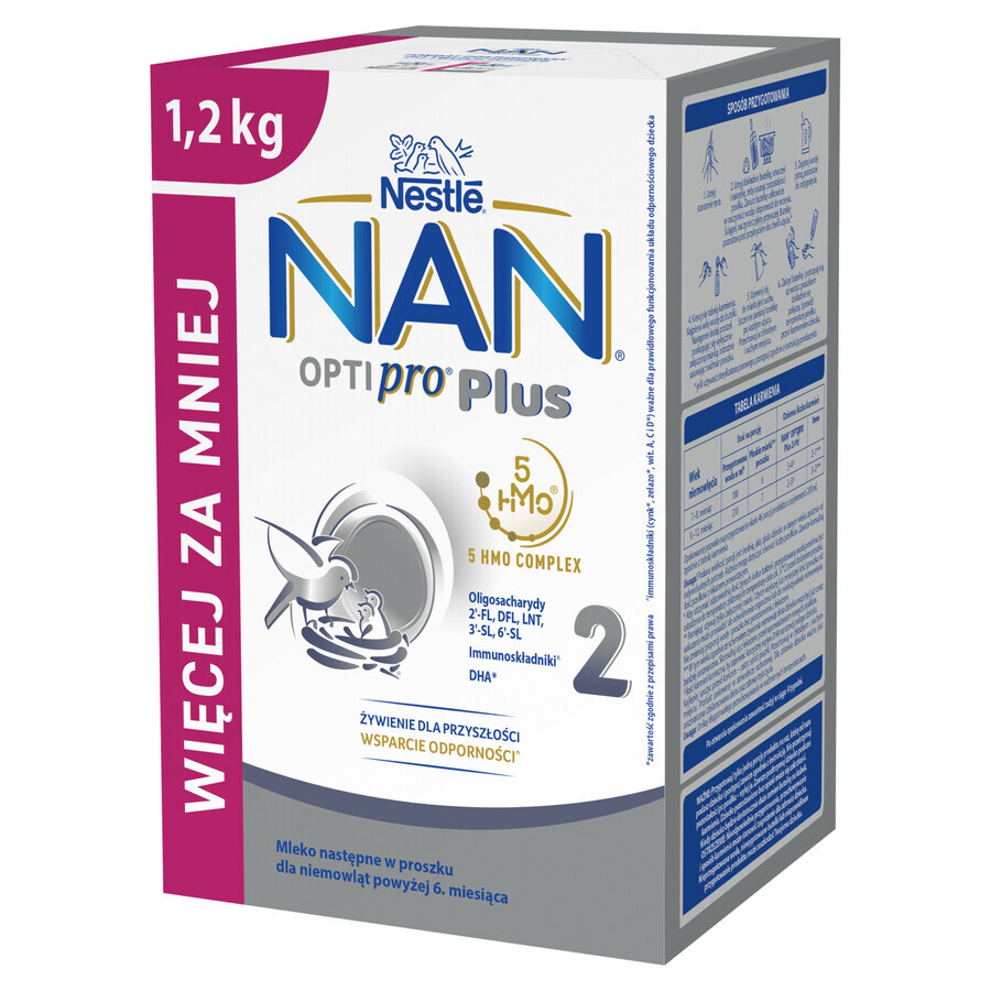 Nestle NAN Optipro Plus 2 5HMO, follow-on milk for infants over 6 months, 4 x 1.2 kg