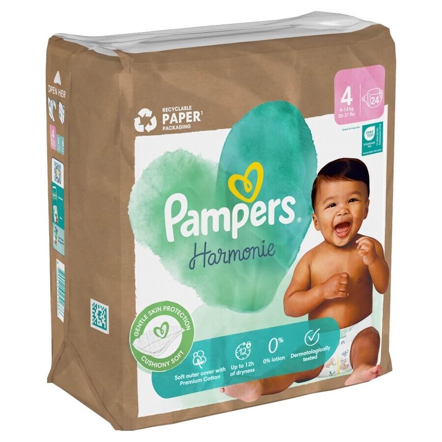 Pampers Harmonie, scutece, mărimea 4, 9-14 kg, 24 buc
