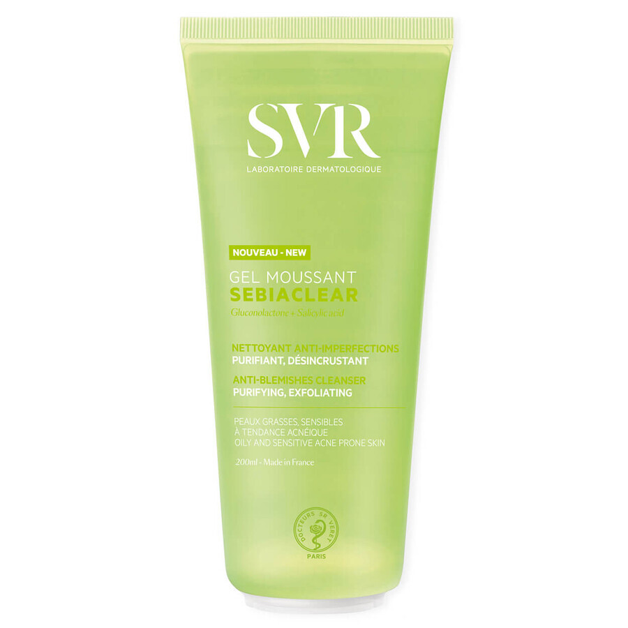 SVR SebiaClear, gel espumoso sin jabón para la limpieza de los poros, 200 ml