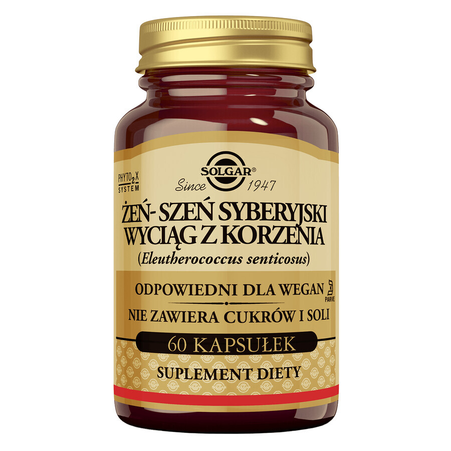 Solgar Siberian Ginseng, 60 vegetarian capsules