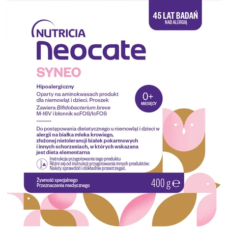 Neocate Syneo, para bebés y niños con alergia a las proteínas de la leche de vaca e intolerancia compleja, desde el nacimiento, en polvo, 400 g