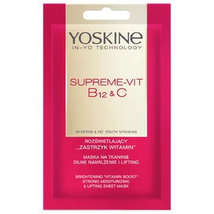 Yoskine Supreme-Vit B12 + C, fabric mask, powerful moisturizing and lifting, 1 pc