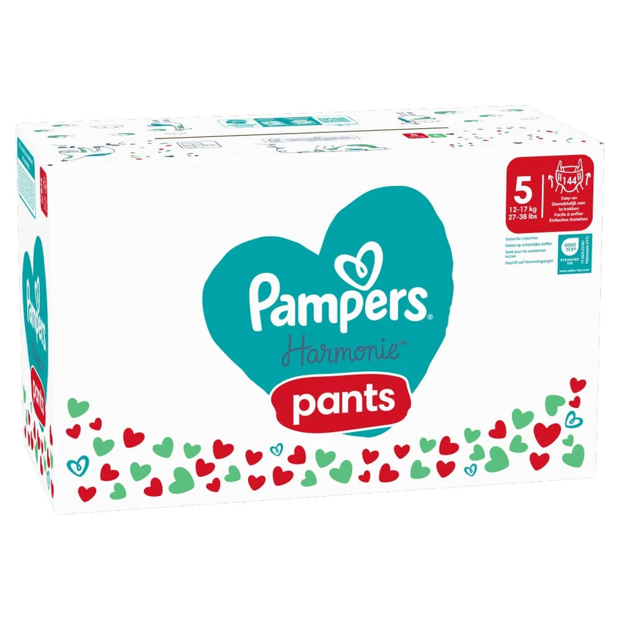 Pampers Harmonie Pants, pañales, talla 5, 12-17 kg, 144 unidades EMBALAJE DEFECTUOSO