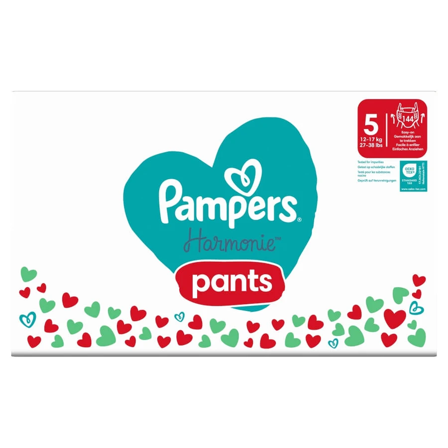 Pampers Harmonie Pants, pañales, talla 5, 12-17 kg, 144 unidades EMBALAJE DEFECTUOSO
