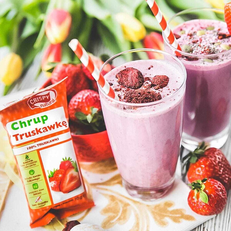 Set Crispy Naturel, Crispy Aardbei, gedroogde aardbeienchips, 4 x 10g + kleurboek Dichtbij de natuur gratis
