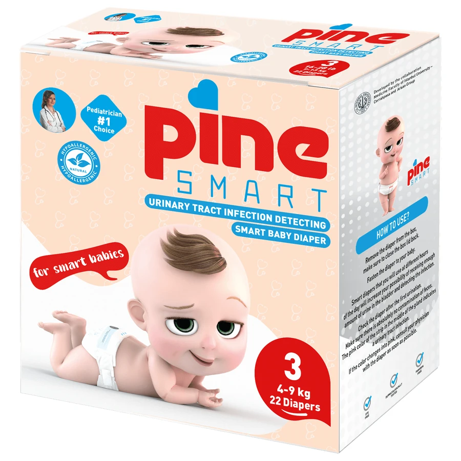 Pine Smart, luiers voor het opsporen van urineweginfecties, maat 3, Midi, 4-9 kg, 22 stuks