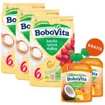 Set BoboVita Rijstepap, framboos, zuivelvrij, glutenvrij, na 6 maanden, 3 x 180 g + mousse in tube, banaan met mango en kokos, 2 x 80 g vrij Set BoboVita Rijstepap, framboos, zuivelvrij, glutenvrij, na 6 maanden, 3 x 180 g + mousse in tube, banaan met mango en kokos, 2 x 80 g vrij