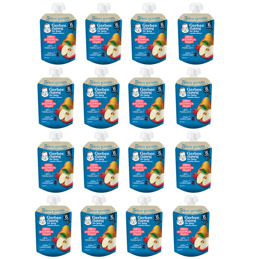 Cumpără Gerber desert set într-un tub, măr, pară, zmeură, afine, după 6 luni, 16 x 80 g Gerber desert set într-un tub, măr, pară, zmeură, afine, după 6 luni, 16 x 80 g