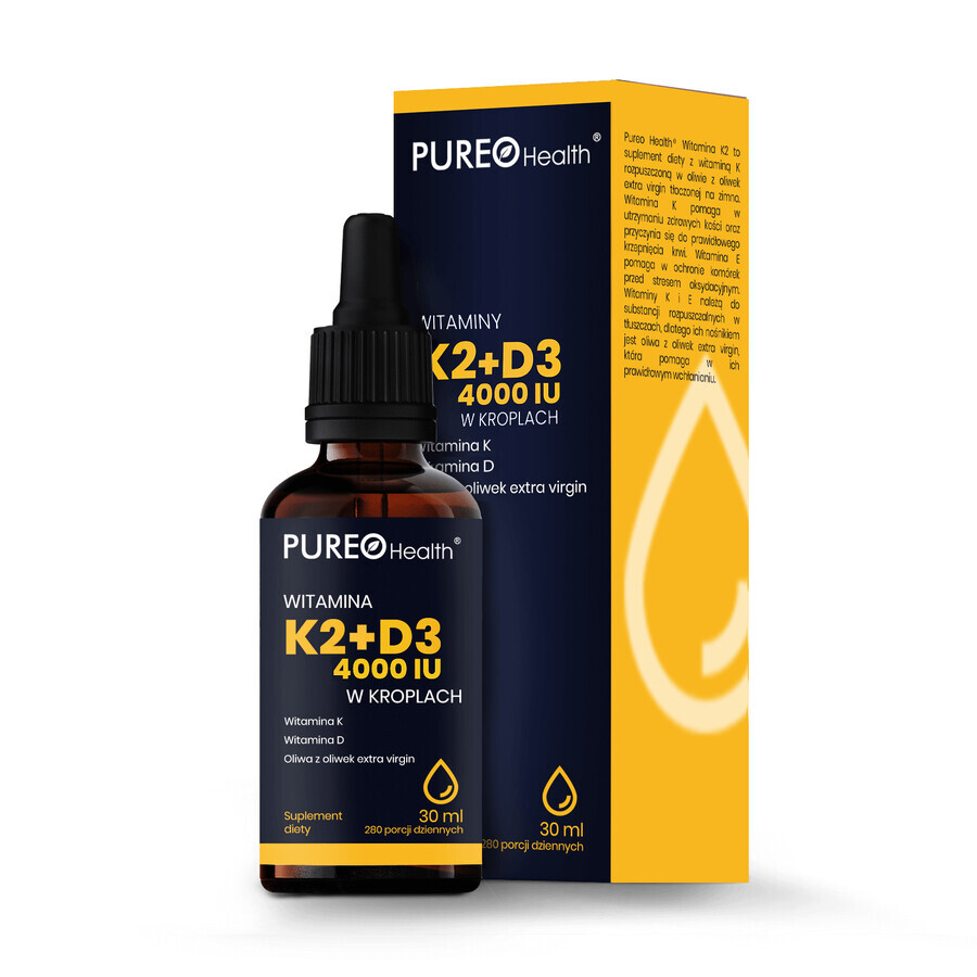Pureo Health Vitamins K2+D3 4000 IU drops, 30 ml