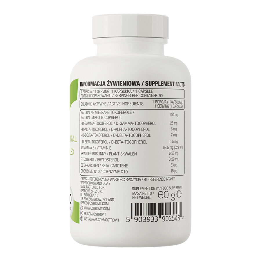 OstroVit Vitamin E Natural Tocopherols Complex Softgels, 90 capsules