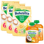 Set BoboVita Porridge di riso, banana, senza latticini, senza glutine, dopo 6 mesi, 3 x 180 g + mousse in tubo, mousse di banana con mango e cocco, 2 x 80 g gratis Set BoboVita Porridge di riso, banana, senza latticini, senza glutine, dopo 6 mesi, 3 x 180 g + mousse in tubo, mousse di banana con mango e cocco, 2 x 80 g gratis