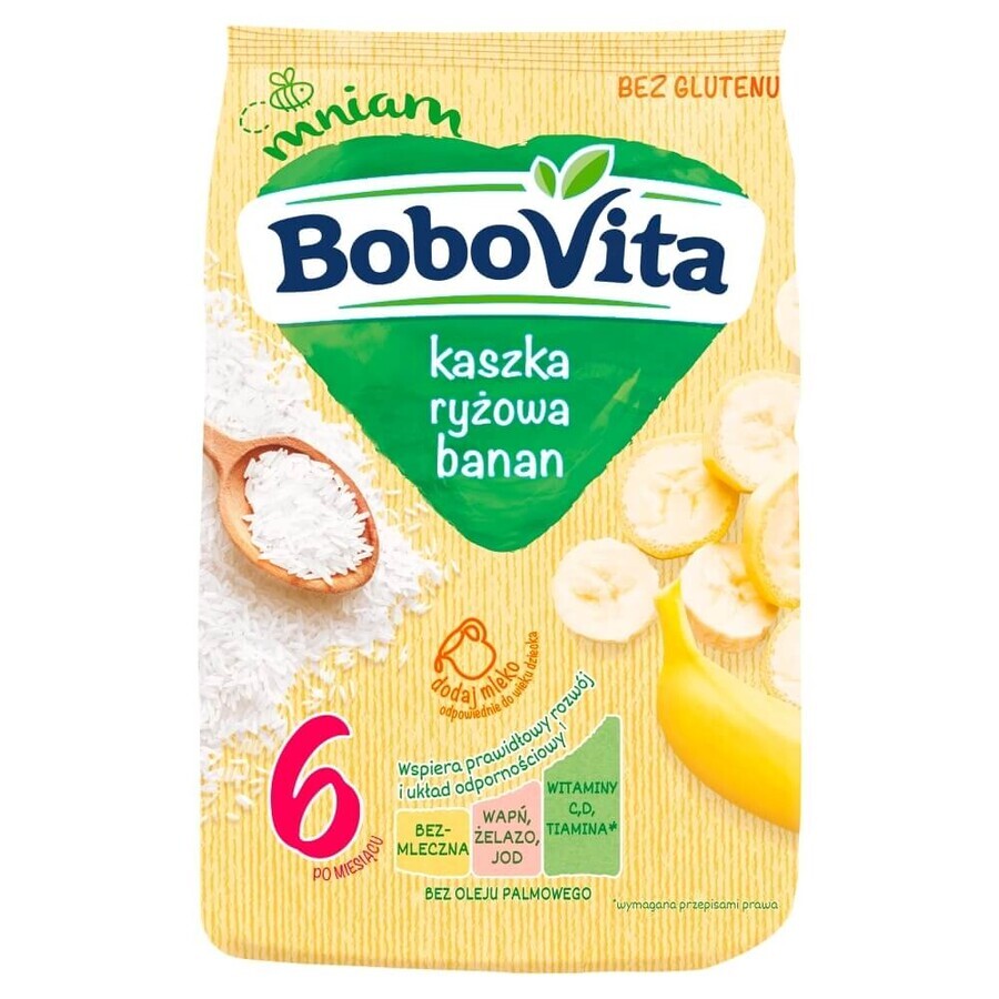 BoboVita set Rice porridge, banana, dairy-free, gluten-free, after 6 months, 3 x 180 g + mousse in tube, banana mousse with mango and coconut, 2 x 80 g free