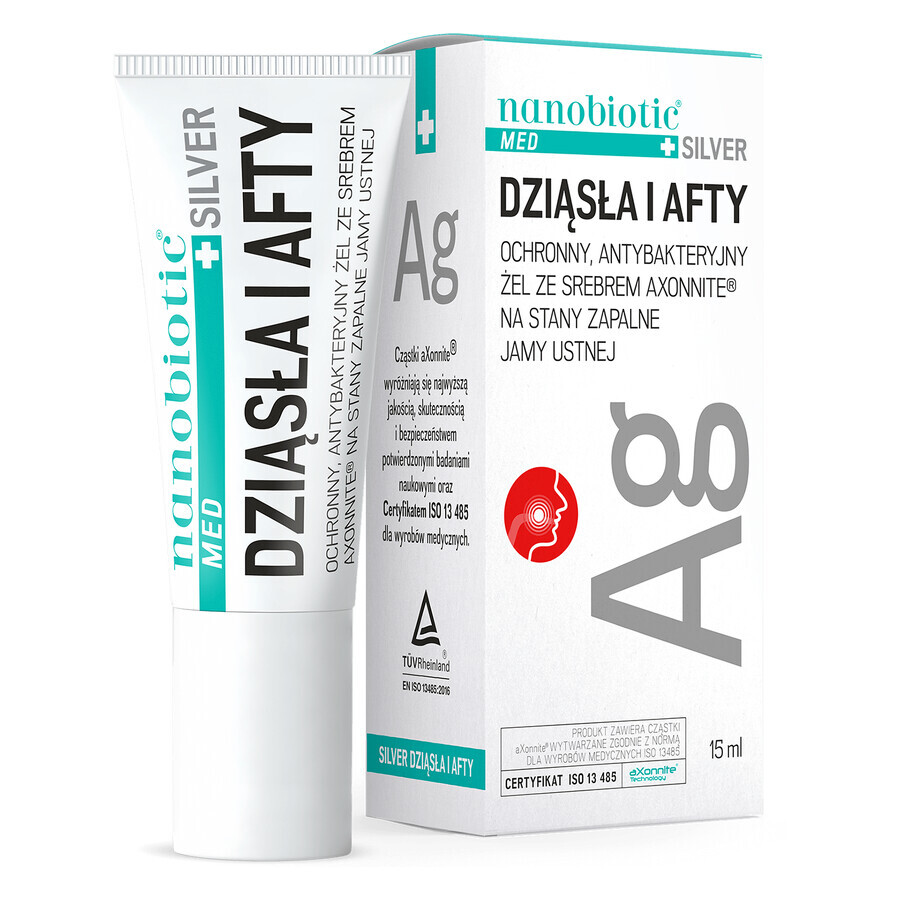Nanobiotic Med Plus Argento Gengive e Afte, gel per infiammazioni orali, 15 ml