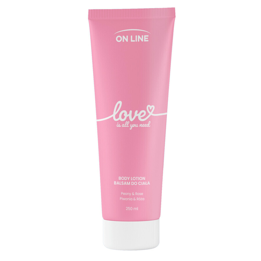 On Line Love, lait corporel, pivoine et eau de rose, 250 ml