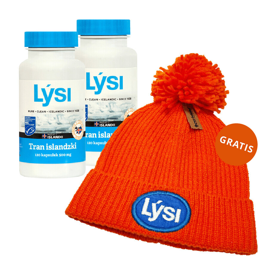 Lysi Suplimente dietetice islandeze 500 mg, 2 x 120 capsule + capac gratuit