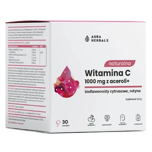 Aura Herbals Vitamina C Natural 1000 mg de Acerola, 30 sobres
